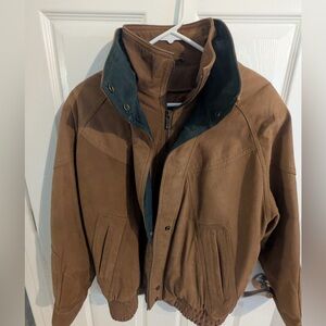 Wilson Brown Bomber Jacket with Green Accents